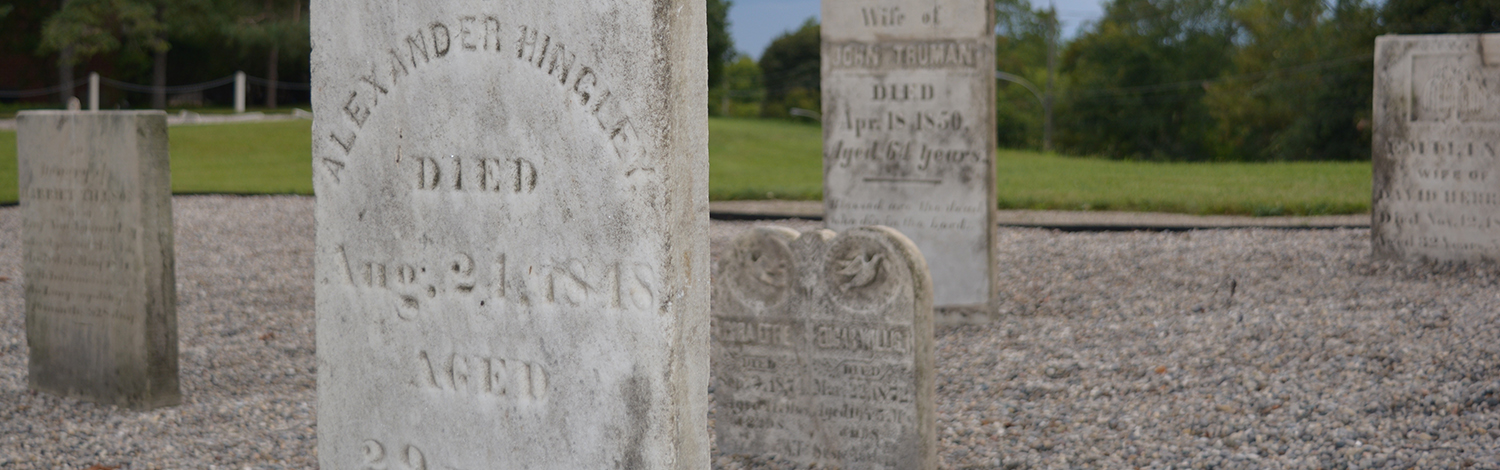 gravestones at Tillsonburg pioneer cemetery