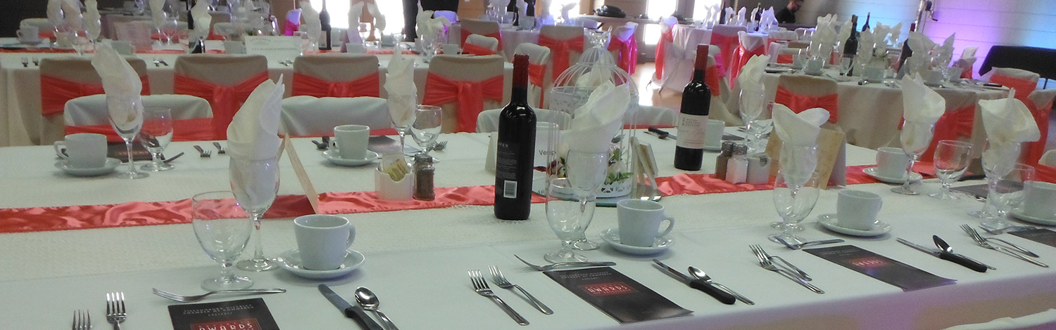 tables set for a special event in the Lions Auditorium