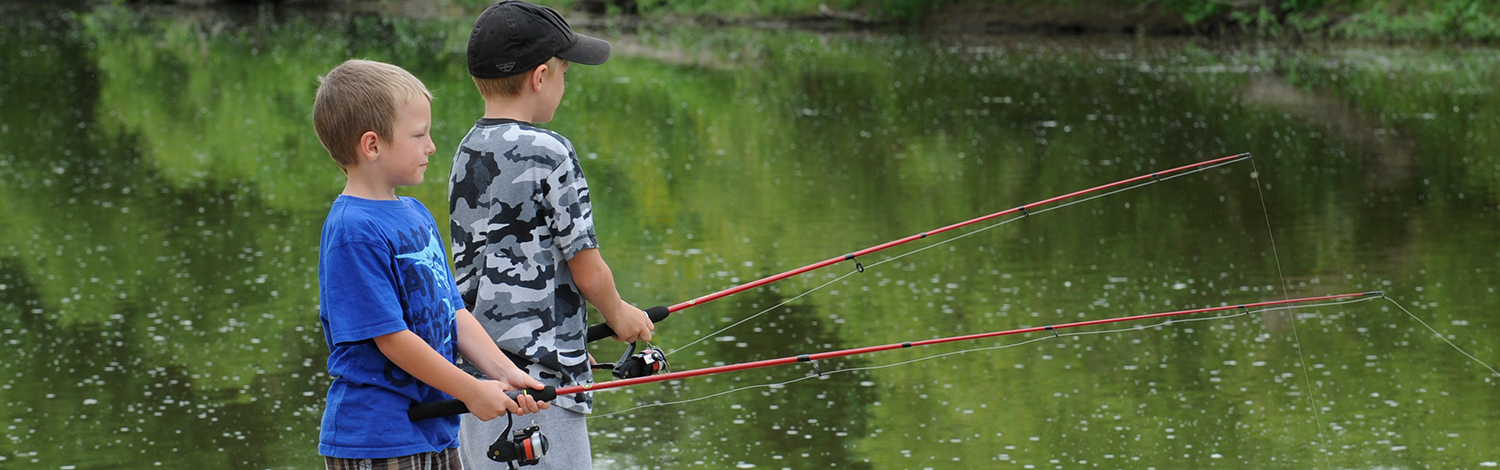 two young boys fishing