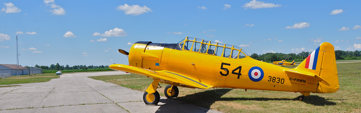 harvard on ground at Tillsonburg Regional Airport