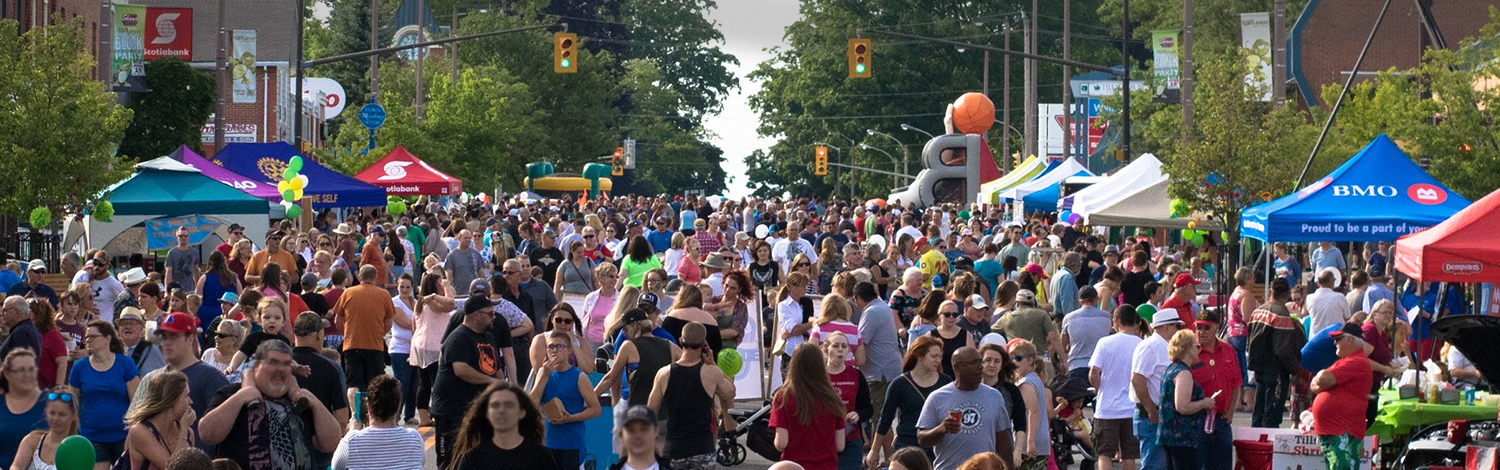 crowd at turtle fest block party